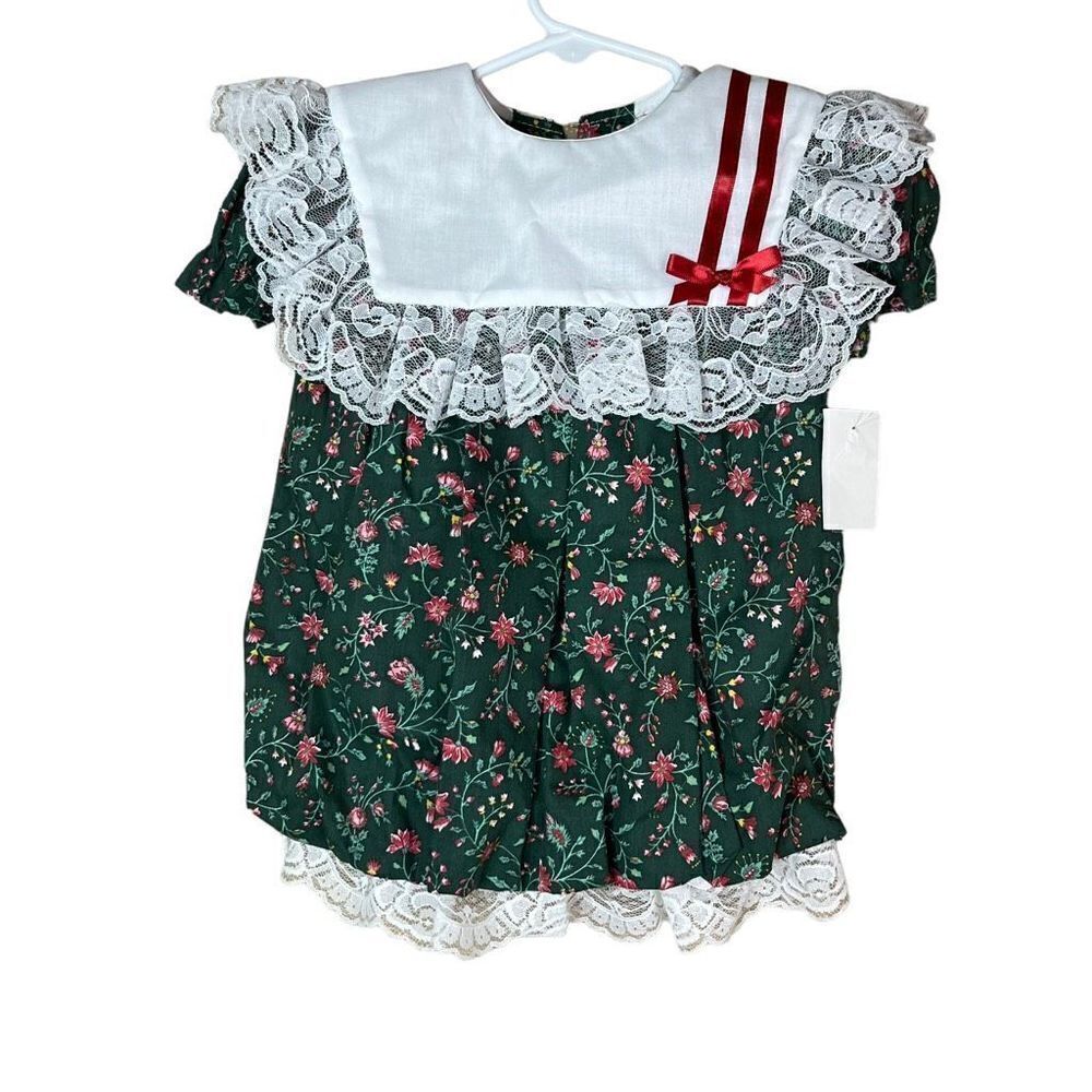 Vintage Jill Lynn Toddler‎ Girl Green flower print dress size 24 months